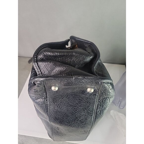 Patricia Nash Satchel Purse Tooled Studded Black Leather 13W x 10H Bottom Studs - Picture 12 of 16